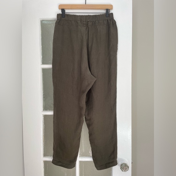 Black Crane tapered drop crotch linen pants - Picture 4 of 13